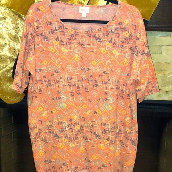 Lularoe Irma Coral Tribal Print Tunic Shirt  XS - Picture 2 of 2